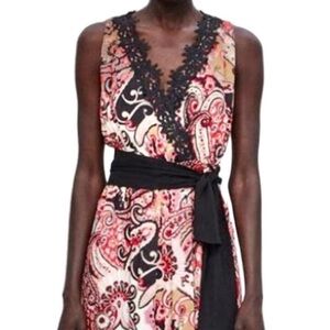 Zara size M paisley print and lace detail dress.